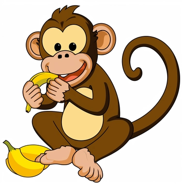 Clipart of Safari Monkey eating banana