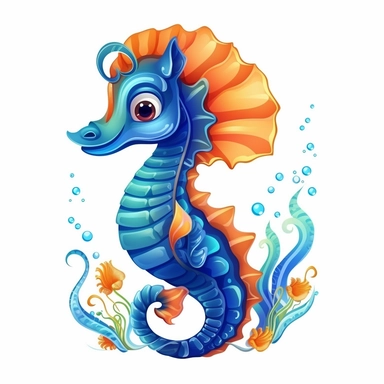 Seahorse, cute ,cartoon, clipart