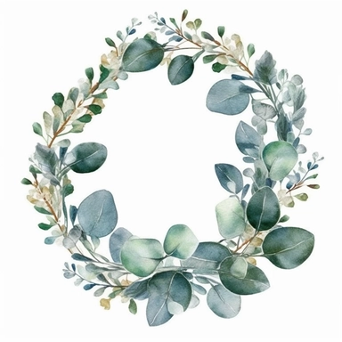 watercolor, Eucalyptus Wreath, Clipart, classy and thin