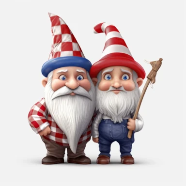Husband and wife gnome, 4th of july, clipart, white background.
