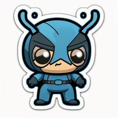 blue beetle dc kawaii sticker, cute clipart