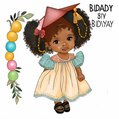 clipart, transparent background, baby girl diva, kindergarten graduation, 300dpi
