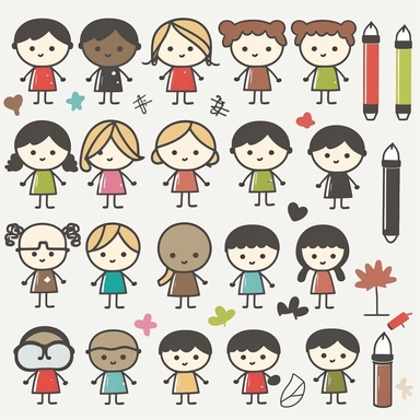 Stick Figures, Stick childs, Stick Boy Clipart, Stick Girl, schoolchild, Stick People, Cut File Cricut, Silhouette, transparent background