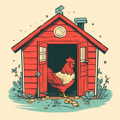 vector style clipart of a retro chicken coop from a barnyard