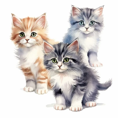 watercolor clipart of kittens