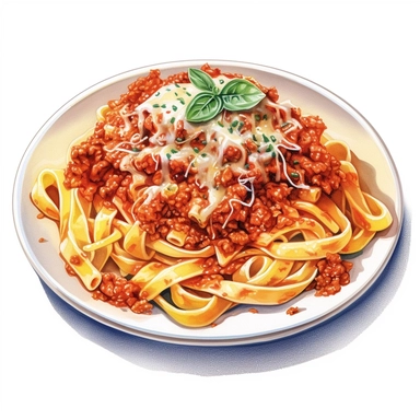 watercolor ultra realistic and hyper detailed illustration of a traditional italian FLasagna Bolognese (with layers of meat sauce, cheese, and pasta) on a plate clipart, white background