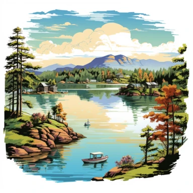 Smith mountain lake drawing in style of Clipart