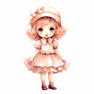 beautiful baby pink Girl Clipart, full body Clipart, isolated on white background