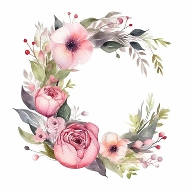 elegant Mother’s Day wreath ,watercolor clipart ,minimalist ,beautiful colors,isolated white background,8k