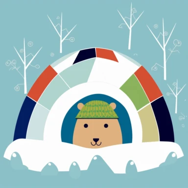 a vector illustration of a smiling capybara in an igloo , simple graphic design, versatile colors, perfect for moder or minimalist clipart on etsy, 300 dpi,