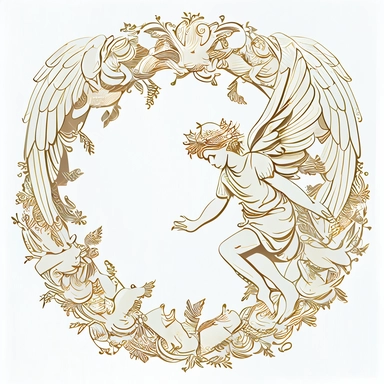 circular angelic wreath, SVG, PNG, EPS. Cricut. svg clipart. Silhouette svg cut file, full shot, centered, white background. blank background