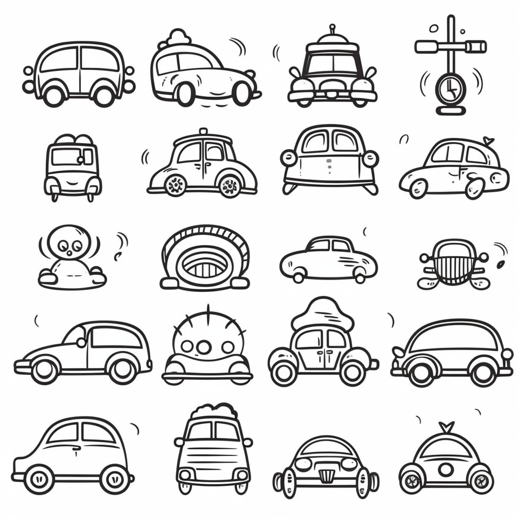black and white car clipart