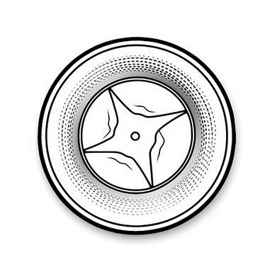 realistic outline illustration of the frisbee, black and white clipart coloring page