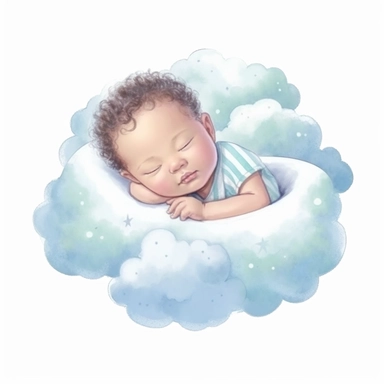 cute and adorable clipart of newborn baby sleeping on a cloud, different nationalities, clipart, watercolor, hq, clearly defined images--q2--v5--s1000