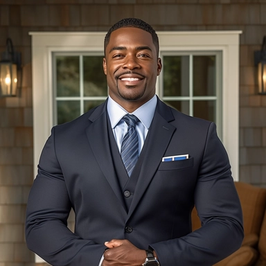 Imagine a confident and professional black realtor who is ready to help you find your dream home. Picture a warm and welcoming smile on their face, radiating genuine enthusiasm and excitement for the homebuying process. Visualize the realtor dressed in a stylish and professional manner, wearing a tailored suit or a smart business attire. Picture them exuding professionalism and approachability, creating an instant sense of trust and confidence. Envision the realtor holding a folder or a clipboar
