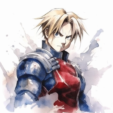 Watercolor fullmetal alchemist brotherhood, high quality, high details, pencil draw style, white backgroun, clipart, 8k, f1
