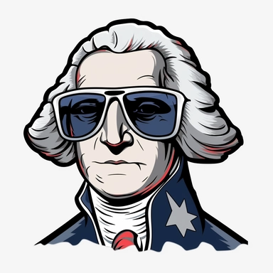 George Washington Wearing Patriotic Sunglasses, t-shirt design graphic, vector, logo design, clipart, isolated, no background, .75 gutter