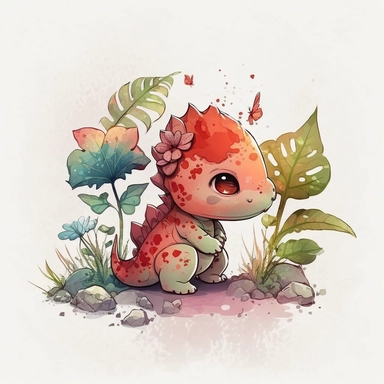 The cutest and tiniest baby dinosaur ever, red, catching butterfly, exploring, Watercolor Clipart, strybk, full Illustration, 4k, sharp focus, watercolor, smooth soft skin, symmetrical, soft lighting, detailed face, concept art, muted colors, watercolor style, strybk, children's style fairy tales, chibi kawaii, . Octane rendering, 3d. Perfect face, detailed face, delicate face, perfect sharp lips, detailed eyes. Craig Davison, Aubrey Beardsley, Conrad Roset, Aikut Aidogdu, Agnes Cecil, watercolo