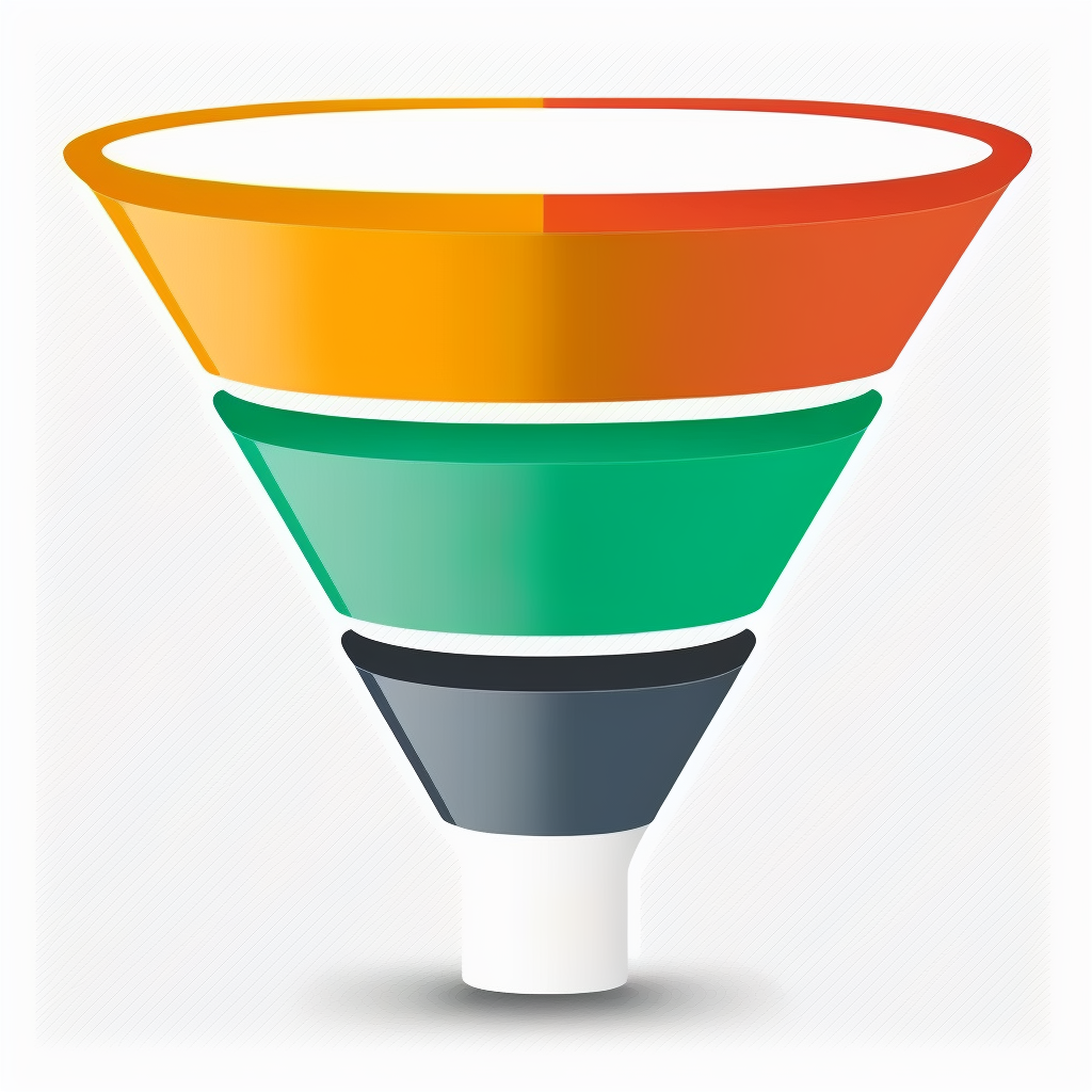 very simple icon image of a funnel with three layers for a business ...