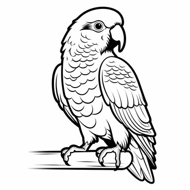 flat parrot clipart black on white outlined png svg vector