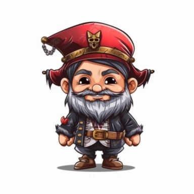 clipart, male kawaii Pirate gnome, kawaii Pirate gnome, isolated on white background, no background
