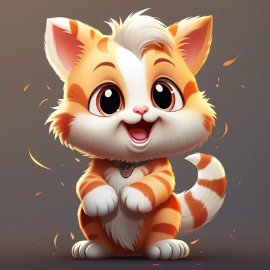Cute happy cat with chubby face and big eyes, Cliparts, Sublimation, Illustration clipart, 4K, extremely detailed, isolated on white background