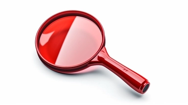 3d render. Search icon. Cartoon character hand holds big magnifying glass lens. Business of science clip art isolated on white background, Bright color, ultra realistic