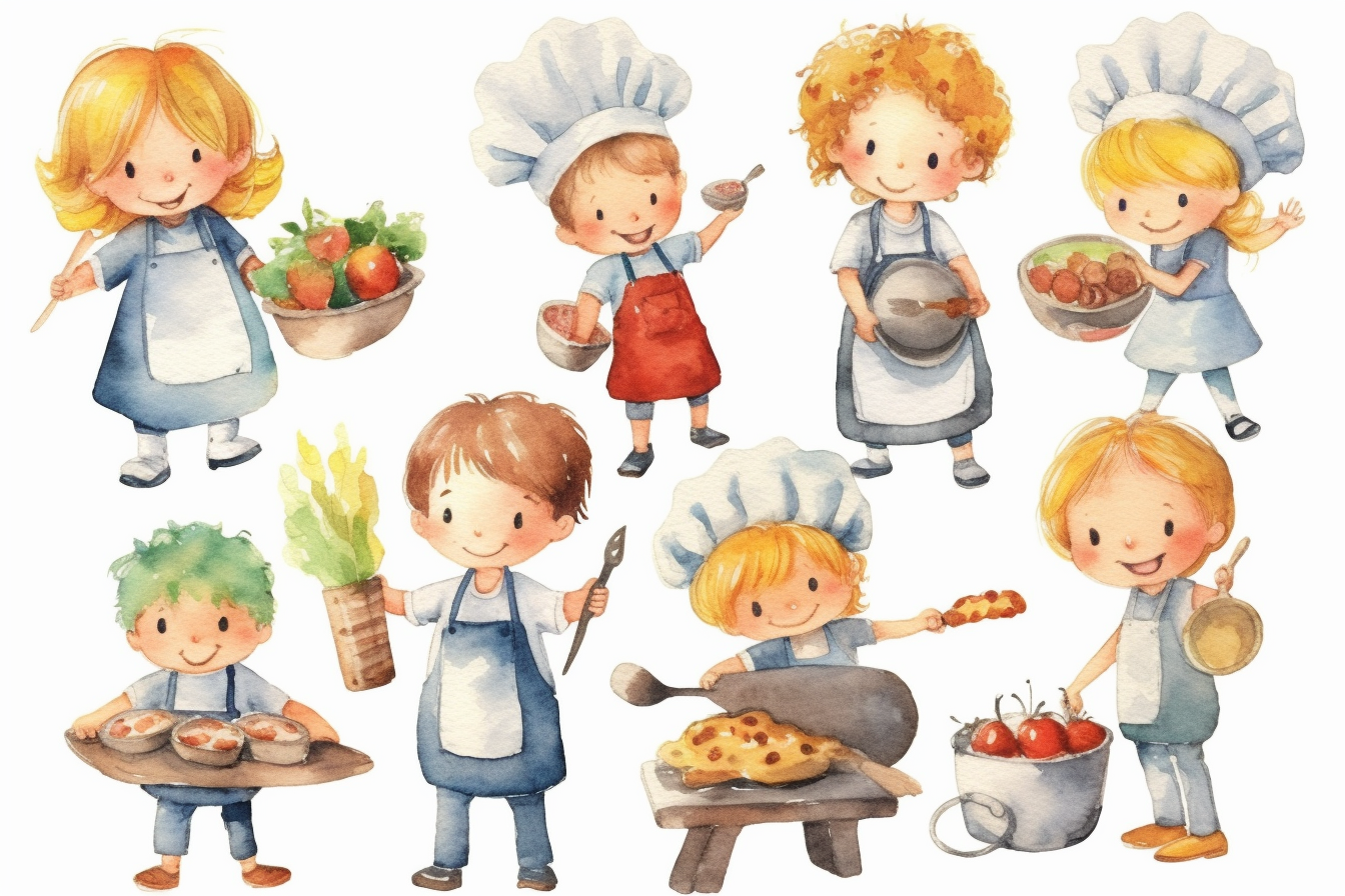 kids cooking clipart