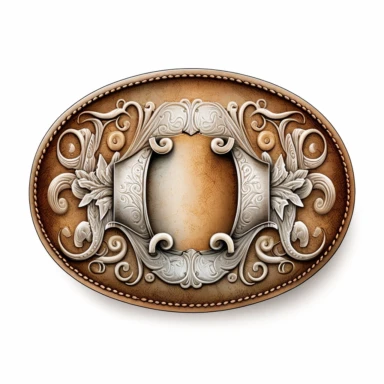 clipart, solid watercolor, realistic, detailed, isolated white background western belt buckle clipart