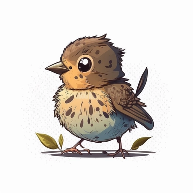 cartoon of mutt mixed baby bird, cute, funny, clipart style, vector style, white background