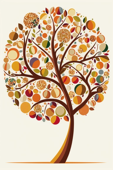free spring tree clipart clipart images, in the style of vibrant mosaic, orange and maroon, abstract minimalistic compositions, abstract form, shaped canvas, folk art-inspired, white background, simplistic vector art