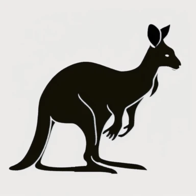 Simple outline of a Kangaroo, kids cartoon, minimalist, black on white, lineart, 2d flat file, silhouette, clipart, uninterrupted outline as in an svg, perfect outline corners, make it an outline svg and fill color white, exact outline, the line should not be thickened, the line should not be thicker or thinner, the outline of the line should be thin, maximum 1 millimetre.