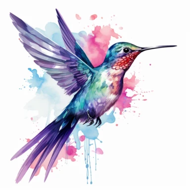 watercolor hummingbird on white background. Clipart
