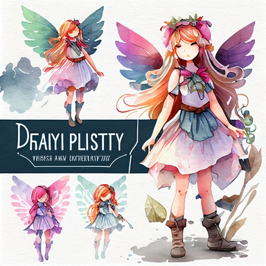 Destiny Fairy Girl Watercolor Bundle Watercolor Clipart, details
