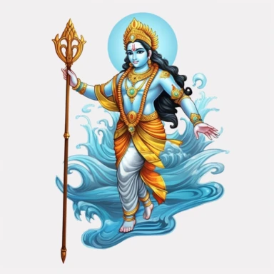 indian, god clipart, lord vishnu clipart, water art, blank background