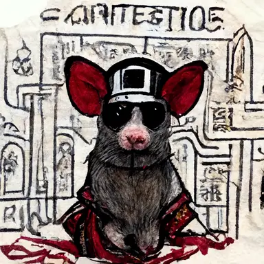a drawing of a rat dressed in a costume, an illustration of, inspired by Cagnaccio di San Pietro, reddit contest winner, clipart, otomo, holy crusader, white and red color scheme, blasphemous, transparentcloth, dirty rats, rap, 2045, jeffery smith, 14th century
