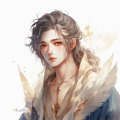 a handsome relistic looking masculine man,alchemy of the soul, Takehisa Yumeji's art style, soft, glowing watercolour clipart, isolated clipart, white background