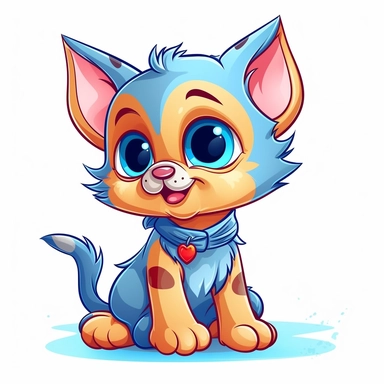 Clipart of a Cute Cartoon Cat