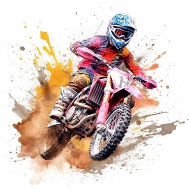 watercolor clipart dirt bike in mud bright colors