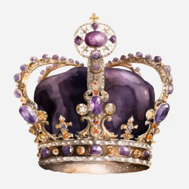 Violet color united kingdom King Charles iii coronation clipart imperial crown jewels watercolor adorable
