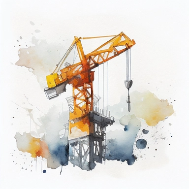 construction crane clip art, watercolor, white background, no caption