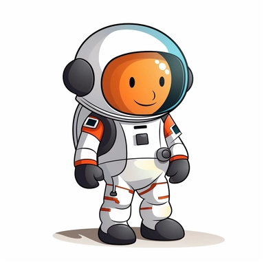 cute cartoon astronaut, colorful, in the style of george ault, clipart, white background