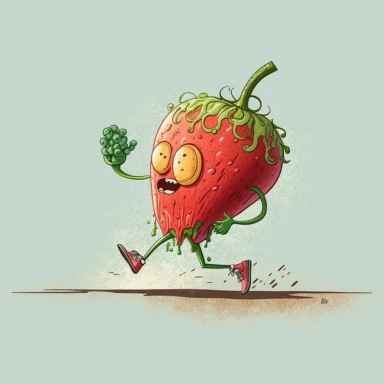 eccentric oddball tomato running a marathon, whimsical, cartoon style, hand drawn watercolor, clipart, intricate details,