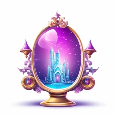 cute semi-realistic 3d magical mirror clipart, isolated on white background