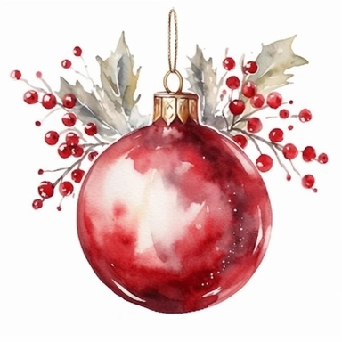 watercolor style, elegant christmas, clipart, isolated on white background, 4K