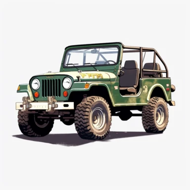 green jeep wrangler cj illustration clipart, white background