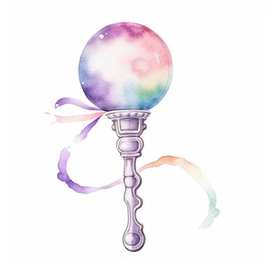 watercolor baby rattle clipart white background