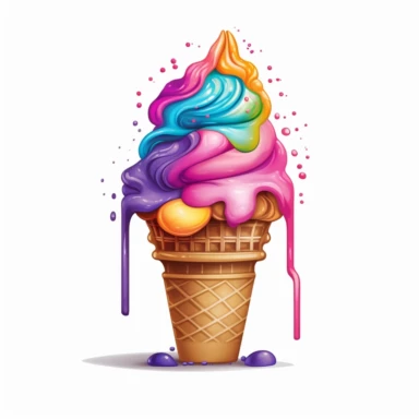 illustration a brain-shaped ice cream cone, clipart