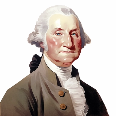clipart, george washington, smiling looking at camera, white background
