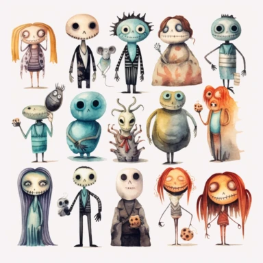 watercolor nightmare before christmas characters clipart